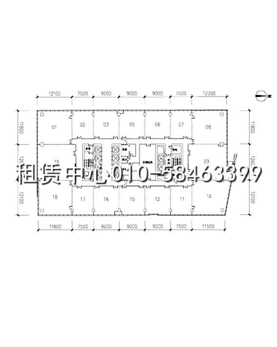 富力中心标准层平面图